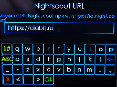 Ввод URL Nightscout