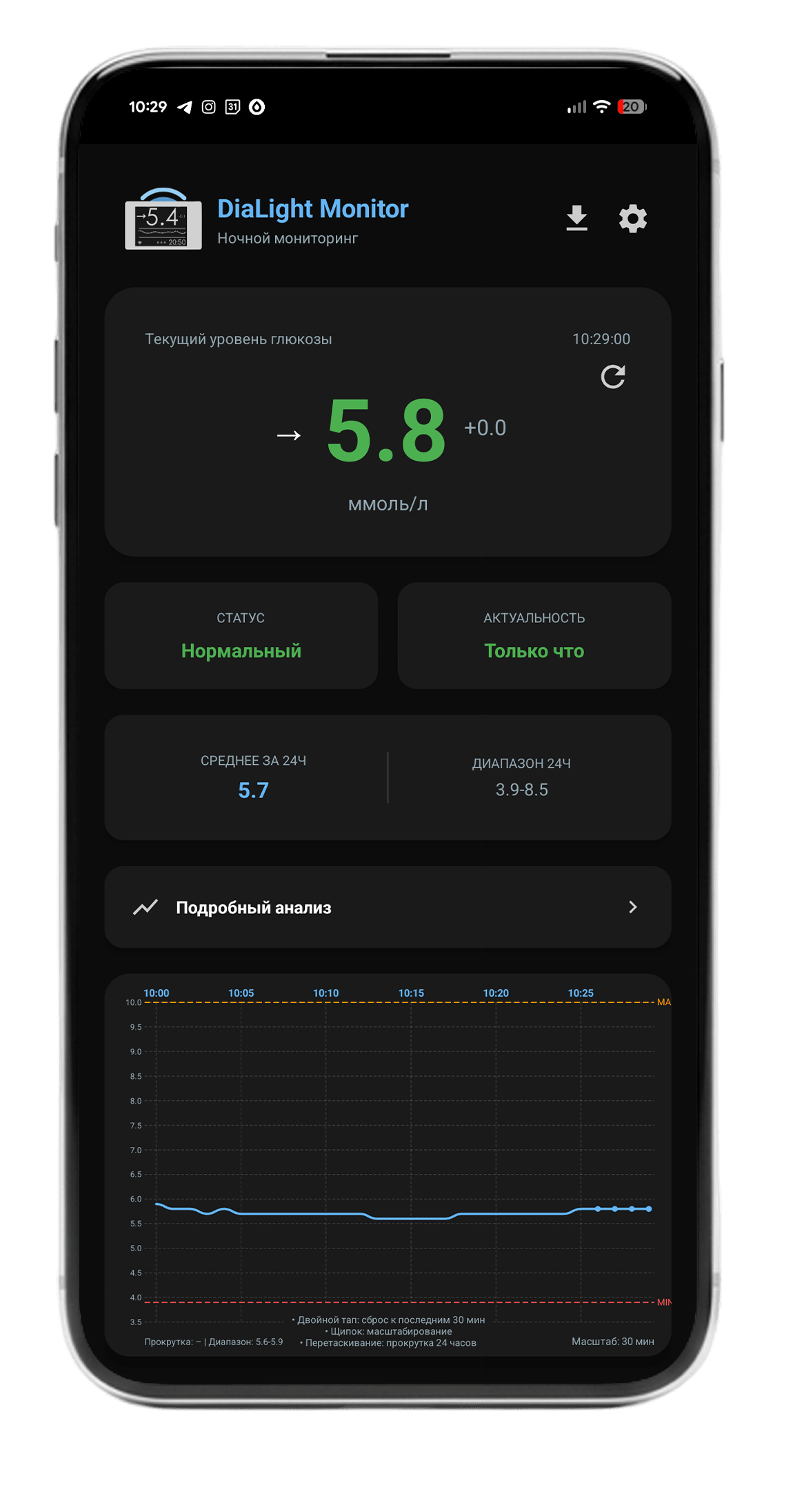 Главный экран NightLight